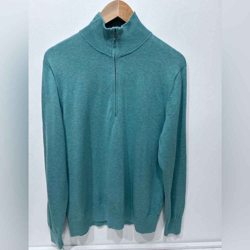 Brooks Brothers Men’s Green Supima Cotton Half-Zip Pullover Sweater Size M‎
